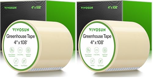 VIVOSUN Greenhouse Repair Tape, 6.3 mil 4" x108' Weatherproof Clear Poly Patch Tape, Heavy Duty Greenhouse Sheeting Coverings Film Tape for Plastic Sheeting and Tents (Pack of 2) - size: 4”x108’ (Pack of 2)