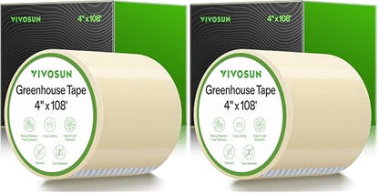 VIVOSUN Greenhouse Repair Tape, 6.3 mil 4" x108' Weatherproof Clear Poly Patch Tape, Heavy Duty Greenhouse Sheeting Coverings Film Tape for Plastic Sheeting and Tents (Pack of 2) - size: 4”x108’ (Pack of 2)