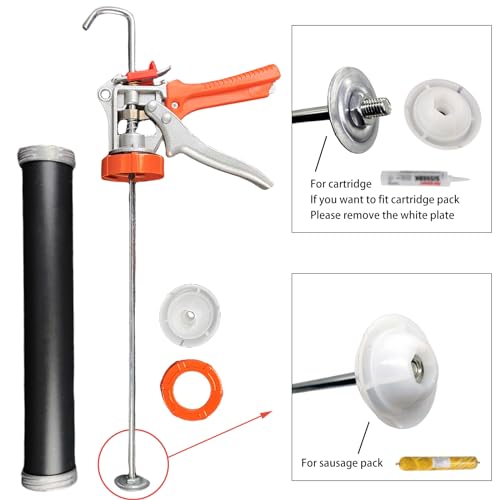 Sausage Caulking Gun,20 oz Sausage Foil Pack/10 oz Cartridge Adhesive Dual-Purpose,18:1 Thrust,15” Aluminum Sealant Hand Caulk Gun Kit With 6 Cone Nozzles (2 Pack) - size: 2 Pack