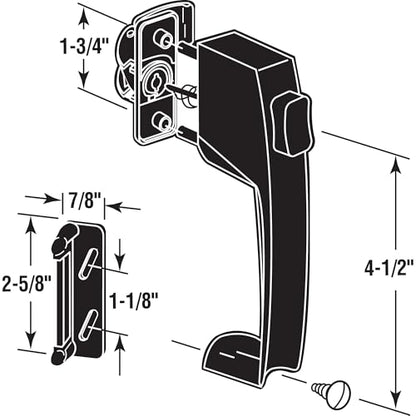 Prime-Line K 5071 Push Button Latch w/ Tie Down, Single Unit, Black – Designed to Accommodate Multiple Surfaces, Complete with Night Lock, Contemporary Design (Single Pack) - color: Black