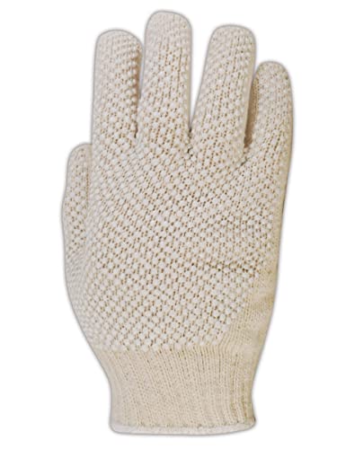 MAGID KnitMaster Standard Weight Machine Knit Dotted Gloves, 12 Pairs, Women’s Size 8/M, Natural, T193C - size: 8/M, style: 12 Pairs