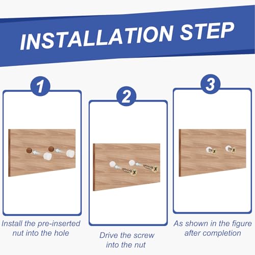 uxcell 50Pcs Plastic Hinge Dowel Inserts, M6 x 10.5mm Furniture Pre-Inserted Nuts with Dowels Screws for Kitchen Cabinet Door Hinges, White