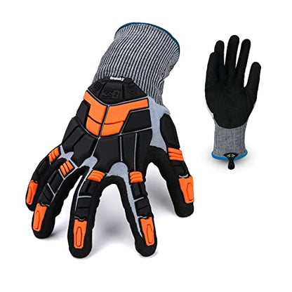 Safety Work Gloves with Impact Protection for Men Women, Touch Screen Anti-Slip TPR Heavy Duty Gloves with Nitrile Grip, Cut Resistant Gloves for Mining/Gardening/Farming/Construction (Medium) - size: Medium