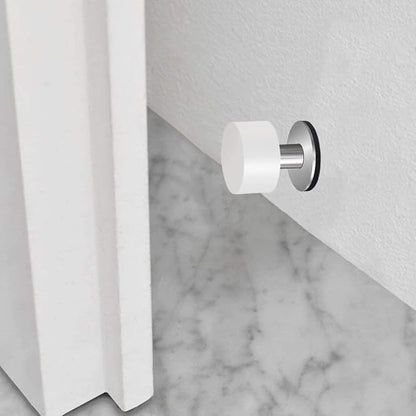Door Stop, White Silicone with Stainless Steel Base, Self-Adhesive Wall Mounted, Impact Absorbing Design for Walls and Furniture Protection.1.57in.2-Pack