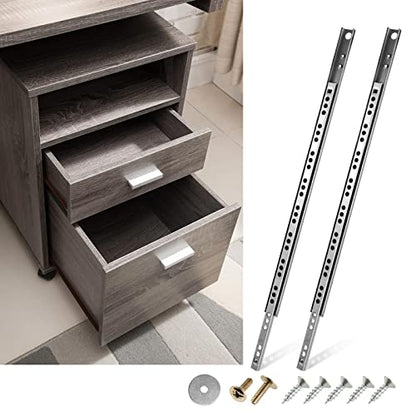 2pcs Ball Bearing Drawer Slides 13.5 Inch / 342mm, 2 Fold Metal Drawer Tracks, Two Way Slide Track Rail Glides with Mounting Screws - 0.67 Inch Wide - size: 13.5 Inch