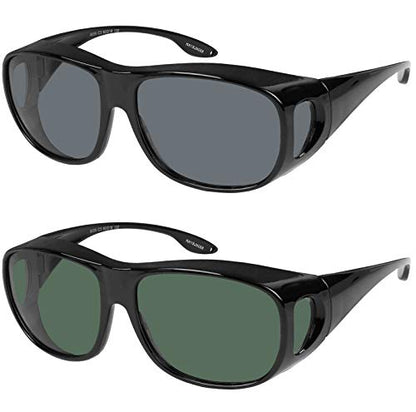 Fit Over Wrap Sunglasses Polarized Lens Wear Over Eyeglasses 100% UV Protection for Men and Women - color: Smoke Lens and G15 Lens