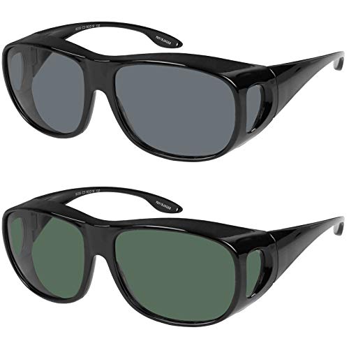 Fit Over Wrap Sunglasses Polarized Lens Wear Over Eyeglasses 100% UV Protection for Men and Women - color: Smoke Lens and G15 Lens