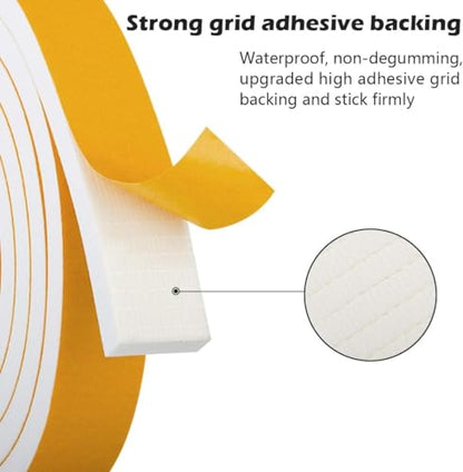 ToLanbbt White Door Window Weather Stripping Self Adhesive Foam Tape High Density Foam Sealing Strip Window Insulation Weatherproof Gasket Tape 1/2" Wide X 1/4" Thick, 21 Ft X 2 Rolls, Total 42 Feet - color: White, size: 1/2 In x 1/4 In x 42Ft