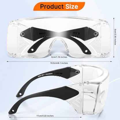 OXG Safety Glasses for Men Women Anti Fog, ANSI Z87.1 Anti Scratch Protective Eyewear UV400 Protection, Adjustable Temple - color: 3 Pack Clear