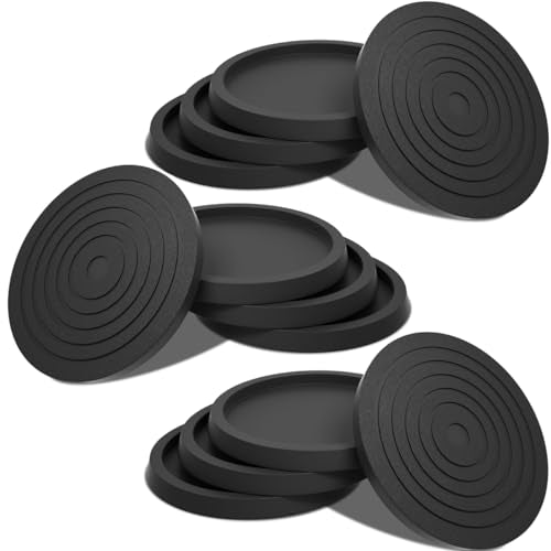 12Pcs 3.5inch Furniture Coasters Non-Slip Bed Leg Pads Round Rubber Anti Sliding Caster Cups for Hardwood Floors Black - size: 3.5in Black 12Pcs