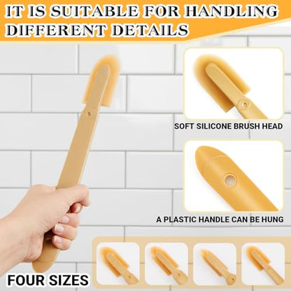 8 Pcs Silicone Caulking Tool Kit 4 Sizes Caulk Finishing Tool with 2 Roll White Masking Tape Reusable Sealant Spatula Spreader for Corner Gap Seam Brick Skirting Kitchen Bathroom