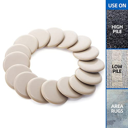 Self-Adhesive Furniture Slider, 2.5Inch Self-Adhesive Furniture Moving Pads, Adhesive Carpet Slider is Suitable for Carpet 16 Pieces, Furniture Moving Slide-Easily Move Any Item - size: 2 1/2 inch