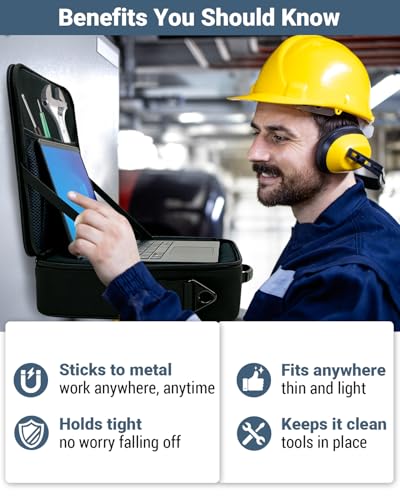 Magnetic Laptop Stand Bag, Portable Magnet Laptop Holder With Handle for Flat Steel Trucks, Job Sites, Walls, Hands-Free Magnetic Tool Workstation Bag for Travelers, Workers, Technicians