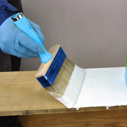 Deck Stain Brush, 3 Pack Thick Paint Brushes (4", 5", 6") for Faster Coverage, Compatible with Most Extension Poles, Stain Brushes for Wood, Deck, Walls, Fence and House - color: Blue, 4", 5", 6"