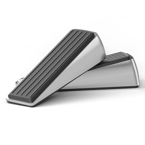 FLORA GUARD 2 Pack Door Stoppers for Bottom of Door, Premium Zinc and Rubber Wedge Non-Scratching Heavy Duty Door Stop for All Floor Types, Non-Slip Design - size: MP005-2