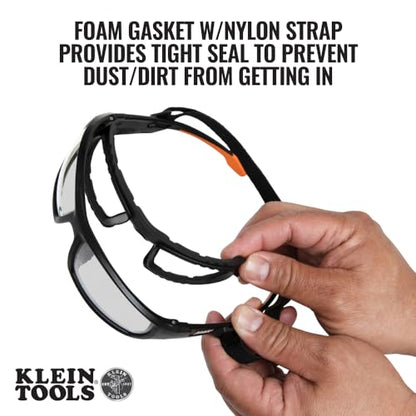 Klein Tools 60538 Gasket Safety Glasses, Professional PPE Protective Eyewear, Full Frame, Scratch Resistant, Anti-Fog, Indoor/Outdoor Lens - size: Gasket, Clear