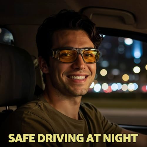 Myiaur Night Vision Glasses for Men Women, Polarized Fit Over Wrap Around Driving Glasses, Anti Glare and UV400 Protection - color: A04 Cleargrey/ Yellow Night Vision Glasses