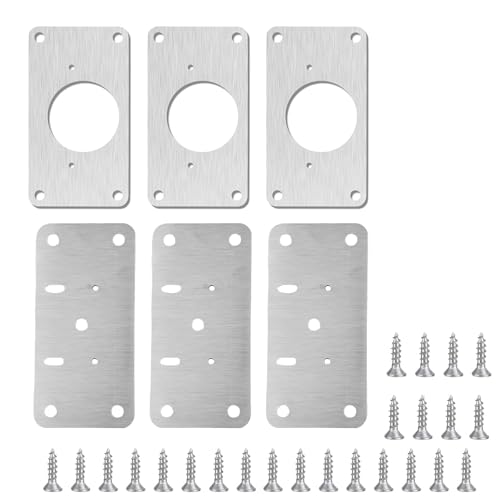 12 Pack Cabinet Hinge Repair Plate, Cabinet Doors Hinge Repair Kit, Stainless Steel Furniture Drawer Window Repair Plates with Mounting Screws, Easy to Install