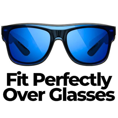 Cover-Ups Black Fit Over Sunglasses - Wrap Around Sunglasses - People Who Wear Prescription Glasses in the Sun - color: Blue