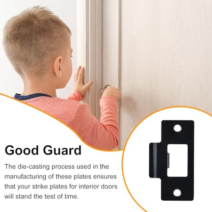 5PCS Universal Door Strike Plate，Replacement Lock Strike Plate T Strike Deadbolt with Screw，Stainless Steel Deadbolt Covers Door Reinforcement Kit for Interior Exterior Door Use(Black)