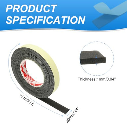 PATIKIL 3/4 Inch x 33 Ft Weather Stripping Door Seal Strip, 1mm Thick EVA Self Adhesive Foam Seal Tape for Door Window Insulation, Black - size: 3/4 Inch x 33 Ft