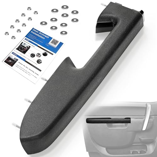 22818465 Front Left Driver Side Armrest Repair Kit for 2010-2014 Chevy Silverado & GMC Sierra 1500 2500HD 3500HD Interior Door Panel Handle – Door Release Handle is Below Vertical Door Armrest - Puzau - color: Black
