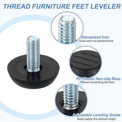 uxcell 24Pcs M6 Thread Furniture Feet Levelers, 23x15mm Adjustable Leveling Table Feet, Screw on Furniture Glide Leveling for Chair Stool Legs, Black - color: Black, size: M6 x 23 x 15mm
