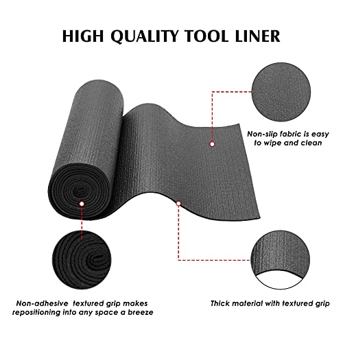 MIXPOWER Professional Tool Box Liner and Drawer Liner,Easy Cut, Non-Slip Foam Rubber Toolbox Drawer Liner Mat - Adjustable Cabinet Liners,Black,16 inch (Wide) x 6 feet (Long), 3mm Thickness - size: 16"W x 72"L