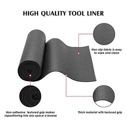 MIXPOWER Professional Tool Box Liner and Drawer Liner,Easy Cut, Non-Slip Foam Rubber Toolbox Drawer Liner Mat - Adjustable Cabinet Liners,Black,16 inch (Wide) x 6 feet (Long), 3mm Thickness - size: 16"W x 72"L