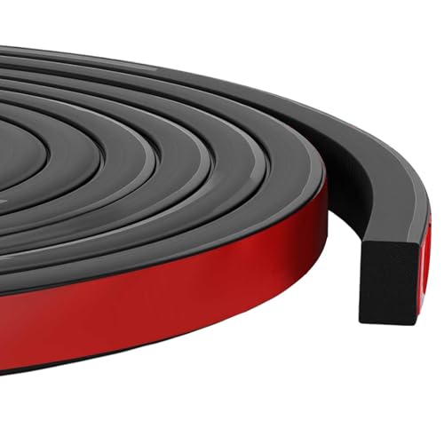 Pangda 20 Ft Rectangular Rubber Seal Strip with Self-Adhesive Tape, 0.75" W x 0.5" H Foam Rubber Weather Stripping for Boat, Automobile, RV, Ship, Garage Door/Window Seal, Black (Solid) - size: L:20ft, W:0.75" X H:0.5", style: Solid