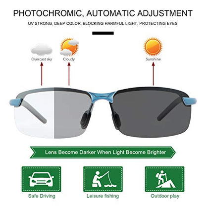 YIMI Men Photochromic Polarized Sports Sunglasses Cycling Fishing Driving Glasses UV Protection Eyeglasses Anti Glare Eyewear - color: 3043 Blue