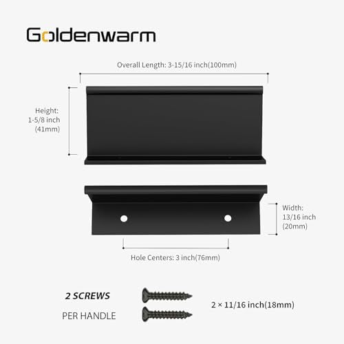 goldenwarm 5 Pack Black Finger Edge Pulls Drawer Finger Pulls Matte Black Kitchen Hardware Handles Bedroom Dresser Drawers,3in Hole Center - color: Black, size: 3in(76mm) Hole Centers