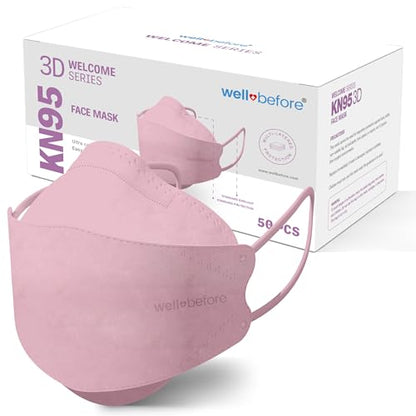 Well Before Welcome Series 3D KN95 Face Mask, Regular, Pack of 50 - color: Pink