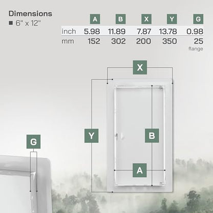 Vent Systems Access Panel for Drywall 6 x 12 Inch - Wall Hole Cover Plate - Metal Access Door with Handle - Plumbing Access Panel for Drywall - Service Shaft Crawl Space Door - Wall Access Panel - size: 6'' x 12''