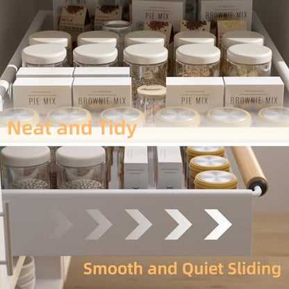2 Pack No-Drill Pull Out Cabinet Organizer 15.3'' Deep Expandable Slide Out Drawers for Kitchen Pantry & Under Sink Storage, Adhesive Nano Film Mount, White - color: 2 Pack White