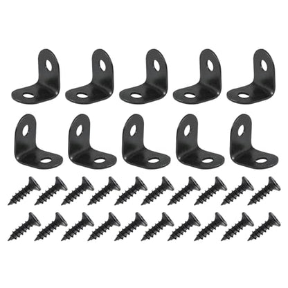DTGN 0.47"x0.47"x0.35"(LxWxH) L Bracket Corner Braces -12Pack- Good for Mending Wooden Furniture - Metal Right Angle Brackets W/Screws - Black - size: 0.47"x0.47"x0.35"