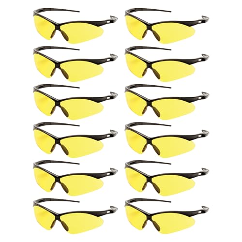 RUGGED BLUE Mojave Amber Safety Glasses for Men/Women |ANSI Certified Eye Protection Glasses and Protective Eyewear