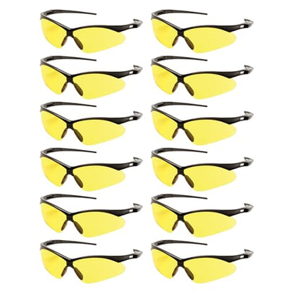 RUGGED BLUE Mojave Amber Safety Glasses for Men/Women |ANSI Certified Eye Protection Glasses and Protective Eyewear