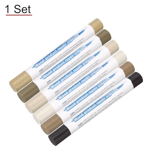 HARFINGTON Wood Filler Sticks 6 Colors Wooden Wax Touch Up Furniture Repair Crayons for Light Brown Gray, Deep Mellow Yellow, Dim Gray, Deep Chocolate, Light Dim Gray, Light Taupe - color: Silver Pears Series