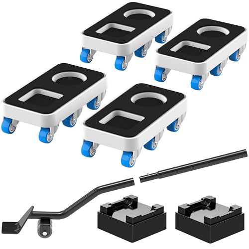 Kiss Core Furniture Dolly with Dual Groove Design: Furniture Sliders with 6 Wheels - for Various Types of Furniture Legs - Moving Heavy Duty Sofa Bed - Load Capacity Up to 800lb - size: 1.25in wheels with dual groove + 1 pry bar