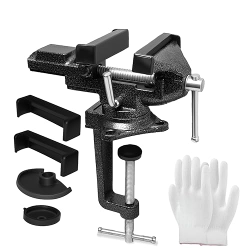 3.3 In Portable Bench Vise, 360° Swivel Base Clamp-On Table Vise – Multi-Purpose Tool for Golf Grip Kit, Woodworking, Crafting, Model Making, Metalworking & DIY - size: 3.3 in