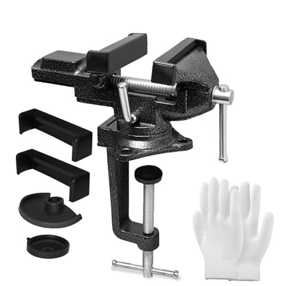 3.3 In Portable Bench Vise, 360° Swivel Base Clamp-On Table Vise – Multi-Purpose Tool for Golf Grip Kit, Woodworking, Crafting, Model Making, Metalworking & DIY - size: 3.3 in