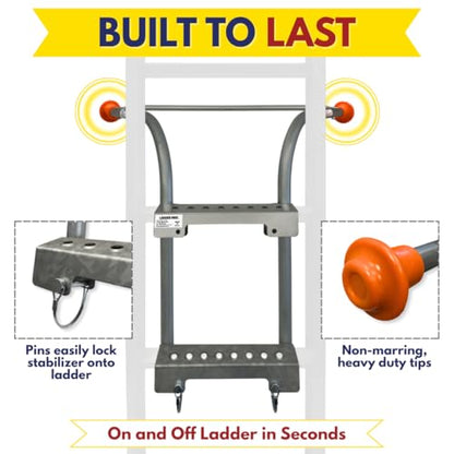 Ladder Stabilizer, American Made Heavy Duty Standoff Fits Most Ladders, Secure Roof and Wall Extension Accessory, Gutter Protection Tool, 25 Years Proven Safety, 5 Year Limited Warranty
