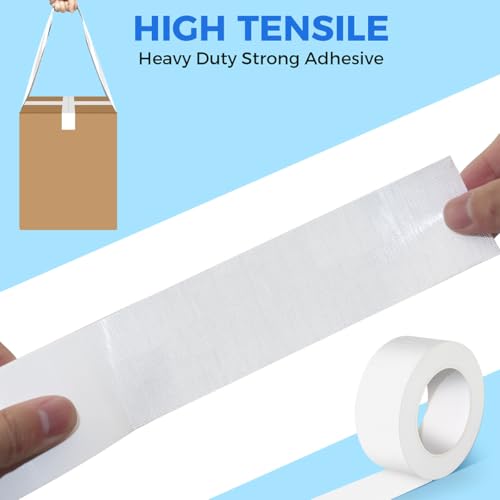 Duct Tape, 2 Inch x 35 Yards, 1 Roll, Waterproof and Heavy Duty, Tear by Hand, for Packing Repairing and Crafts (White) - color: White
