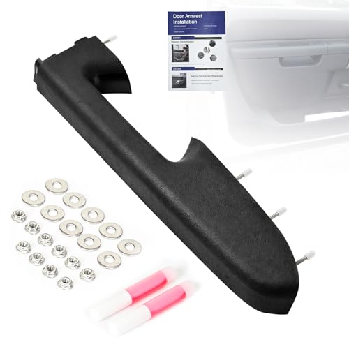 22818465 Front Left Driver Side Armrest Repair Kit Compatible with 2010-2014 Chevy Silverado and GMC Sierra 1500 2500HD 3500HD, Replaces for Door Release Handle Below Vertical Armrest, Black