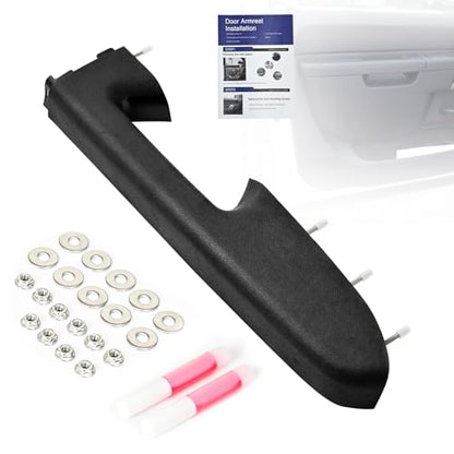 22818465 Front Left Driver Side Armrest Repair Kit Compatible with 2010-2014 Chevy Silverado and GMC Sierra 1500 2500HD 3500HD, Replaces for Door Release Handle Below Vertical Armrest, Black