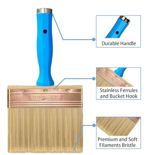 Deck Stain Brush, 5 Inch Deck Paint Brush with Threaded Handle for Extension Pole, Wide Large Brushes for Staining Wood, Fence, Walls, Lime Wash Paint Brush - color: 5 Inch