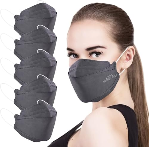 akgk KN95 Face Masks 50 Pack, 5-Ply Disposable Grey Face Mask Against PM 2.5 Smoke and Dust - color: Z-50 Pack-grey