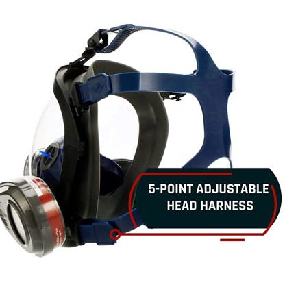 Parcil Distribution Full Face Respirator Mask - Air Purifying, Organic Vapor & Particulate - Industrial Use - CE Tested - color: Pd-101 Arctic Blue