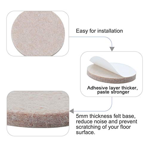 uxcell 36pcs Furniture Pads Round 1 1/4" Self-stick Non-slip Anti-scratch Felt Pads Cabinet Closet Feet Floor Protector Beige